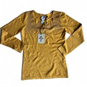 Y2K Rain + Rose Mustard Rhinestone Top